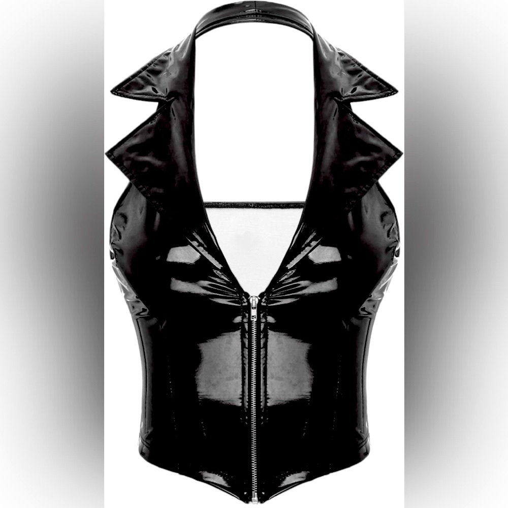 New! Black steampunk backless crop top - Size small